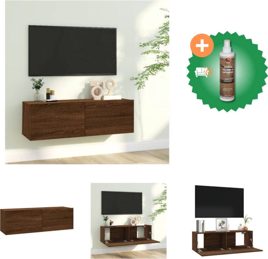 VidaXL TV-meubel Trendy ontwerp TV-kast Afmetingen- 100 x 30 x 30 cm Kleur- bruineiken Materiaal- bewerkt hout Kast Inclusief Houtreiniger en verfrisser