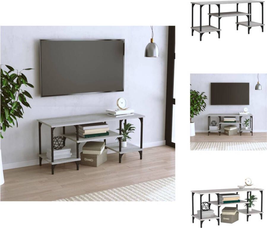 VidaXL Tv-meubel Trendy Televisiekast Afmetingen- 102 x 35 x 45.5 cm Kleur- Grijs Sonoma Eiken Ken- Duurzaam hout en staal Kast