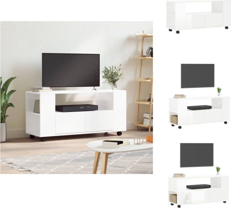 VidaXL TV-meubel Trendy TV-meubel 102 x 34.5 x 43 cm Hoogglans wit Kast