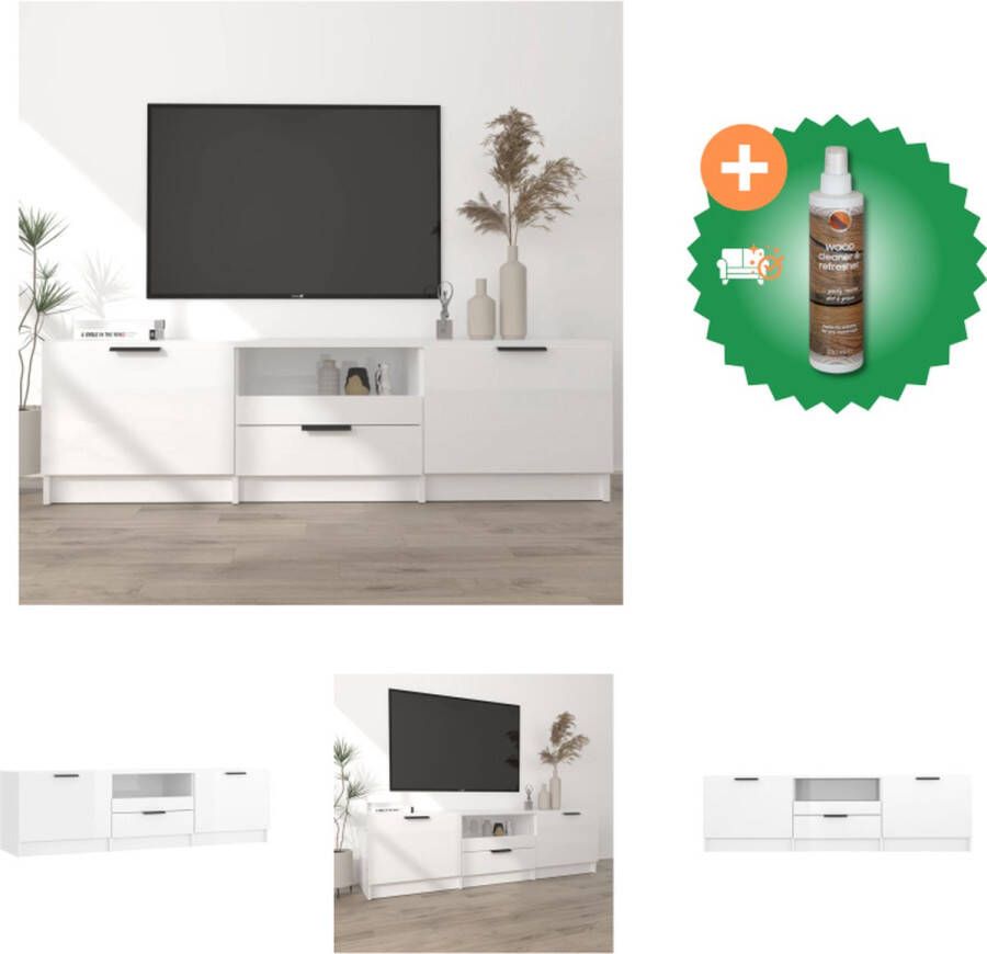 VidaXL TV-meubel Trendy Tv-meubel Afmetingen- 140 x 35 x 40 cm Kleur- Hoogglans wit Kast Inclusief Houtreiniger en verfrisser