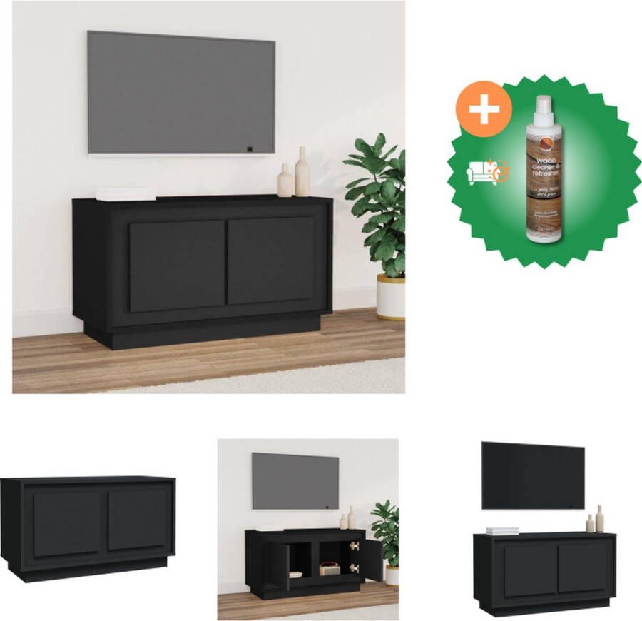 VidaXL TV-meubel Trendy TV-meubels 80 x 35 x 45 cm Zwart hout Kast Inclusief Houtreiniger en verfrisser