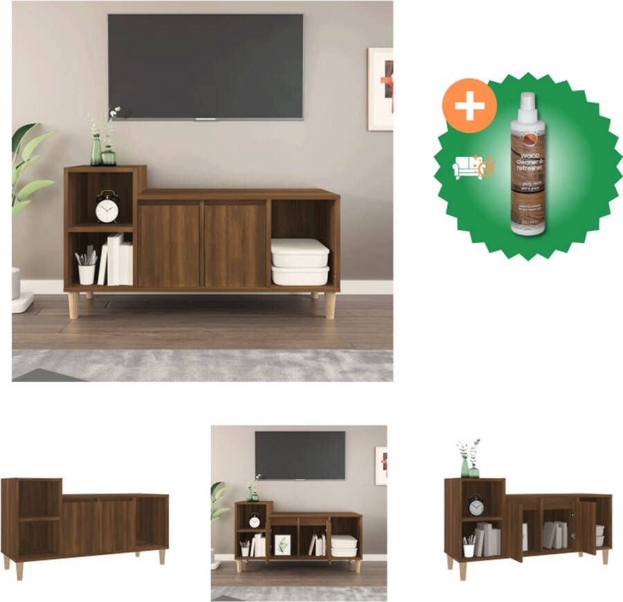 VidaXL Tv-meubel 100x35x55 cm bewerkt hout bruineikenkleurig Kast Inclusief Houtreiniger en verfrisser - Foto 2