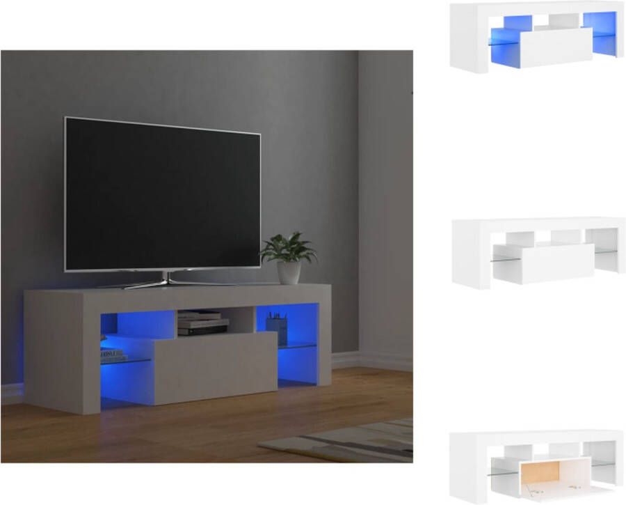 vidaXL TV-meubel TV-kast 120 x 35 x 40 cm RGB LED-verlichting wit bewerkt hout Kast