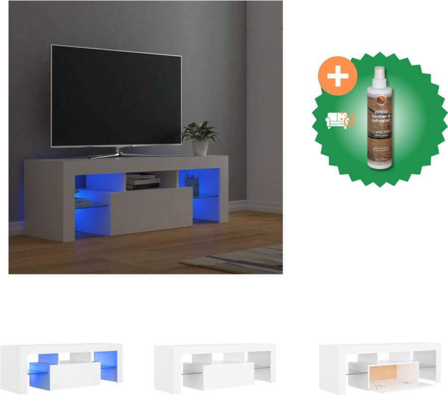 VidaXL TV-meubel TV-kast 120 x 35 x 40 cm RGB LED-verlichting wit bewerkt hout Kast Inclusief Houtreiniger en verfrisser - Foto 2
