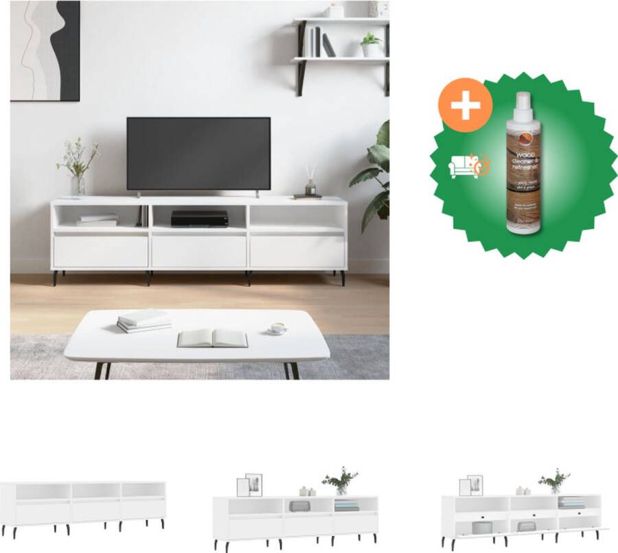 VidaXL TV Meubel niet vermeld TV Meubels 150 x 30 x 44.5 cm Wit Kast Inclusief Houtreiniger en verfrisser - Foto 2