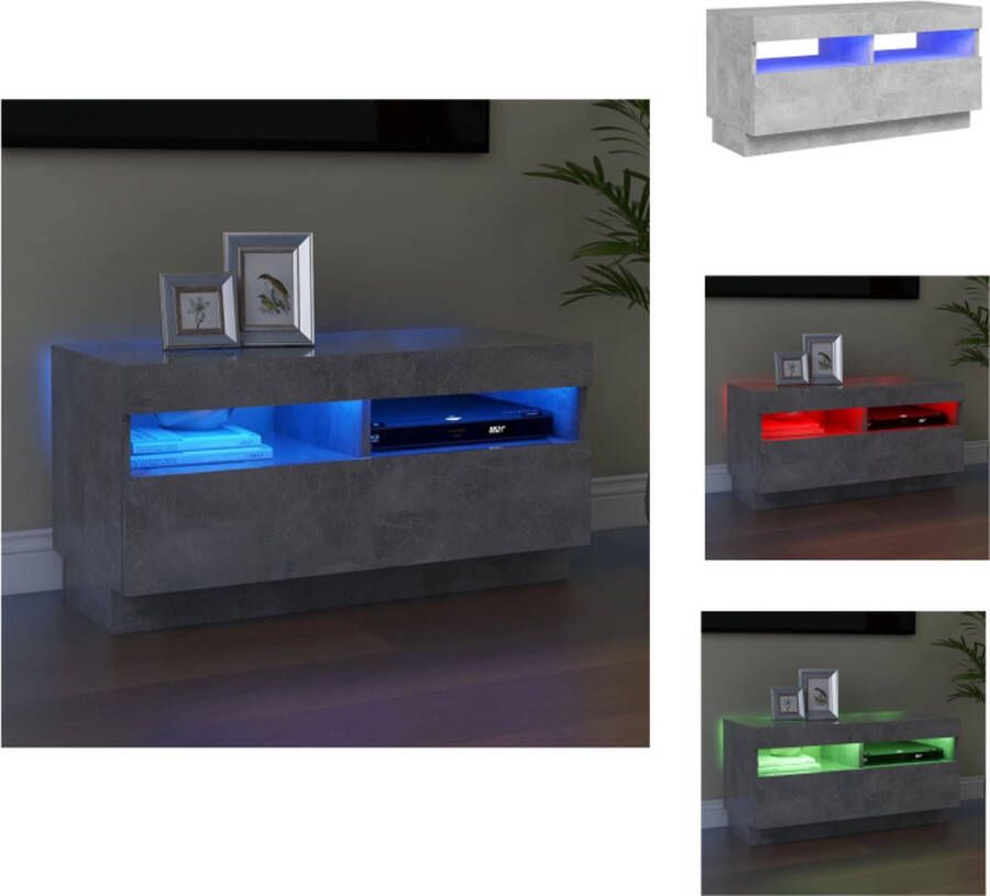 VidaXL TV-meubel tv-meubel 80 x 35 x 40 cm betongrijs RGB LED-verlichting Kast