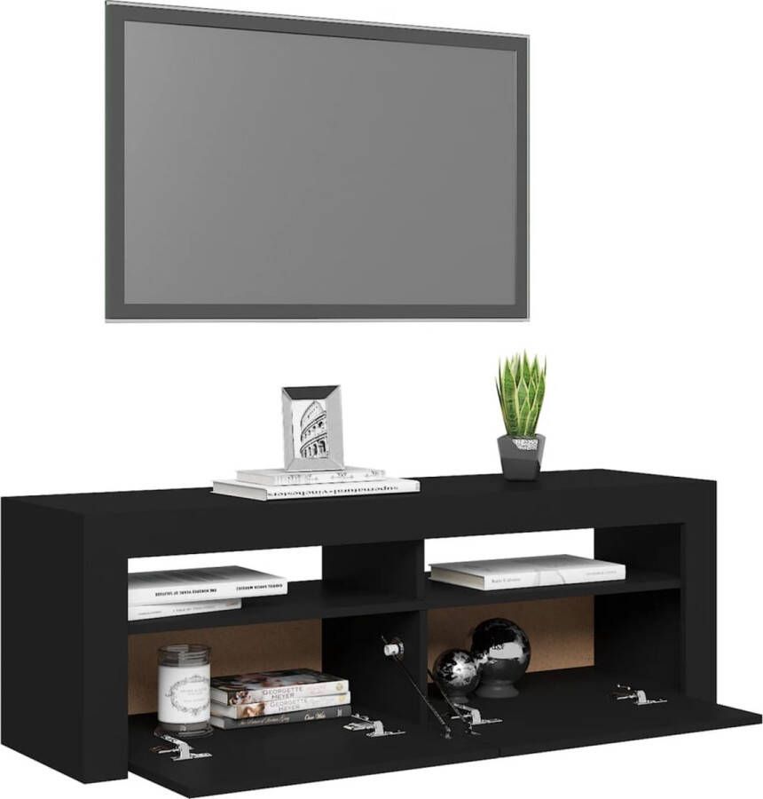 VidaXL Tv-kast Tv-kasten Televisiekast Televisiekasten Tv-meubel met LED-verlichting 120x35x40 cm zwart - Foto 7