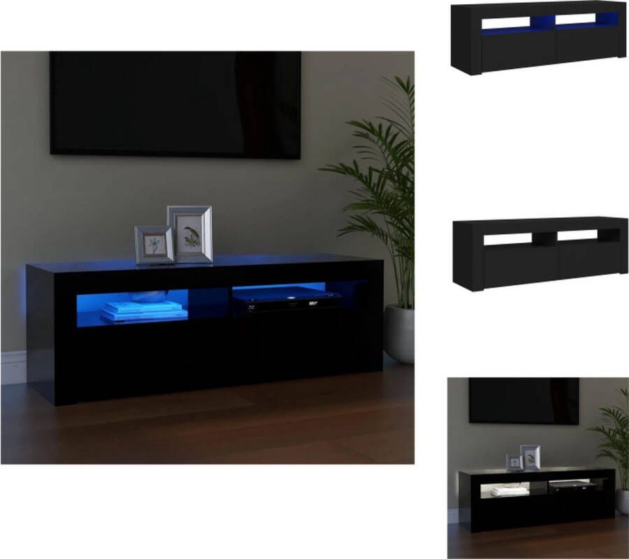 VidaXL Tv-kast Tv-kasten Televisiekast Televisiekasten Tv-meubel met LED-verlichting 120x35x40 cm zwart - Foto 4