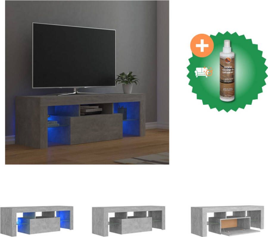 VidaXL TV-meubel Betongrijs Hifi-kast 120 x 35 x 40 cm RGB LED-verlichting Kast Inclusief Houtreiniger en verfrisser - Foto 2