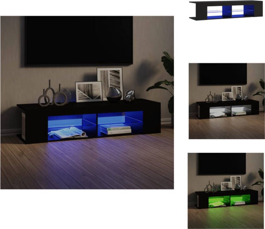 vidaXL TV-meubel TV-meubels 135 x 39 x 30 cm RGB LED-verlichting Zwart Bewerkt hout Kast