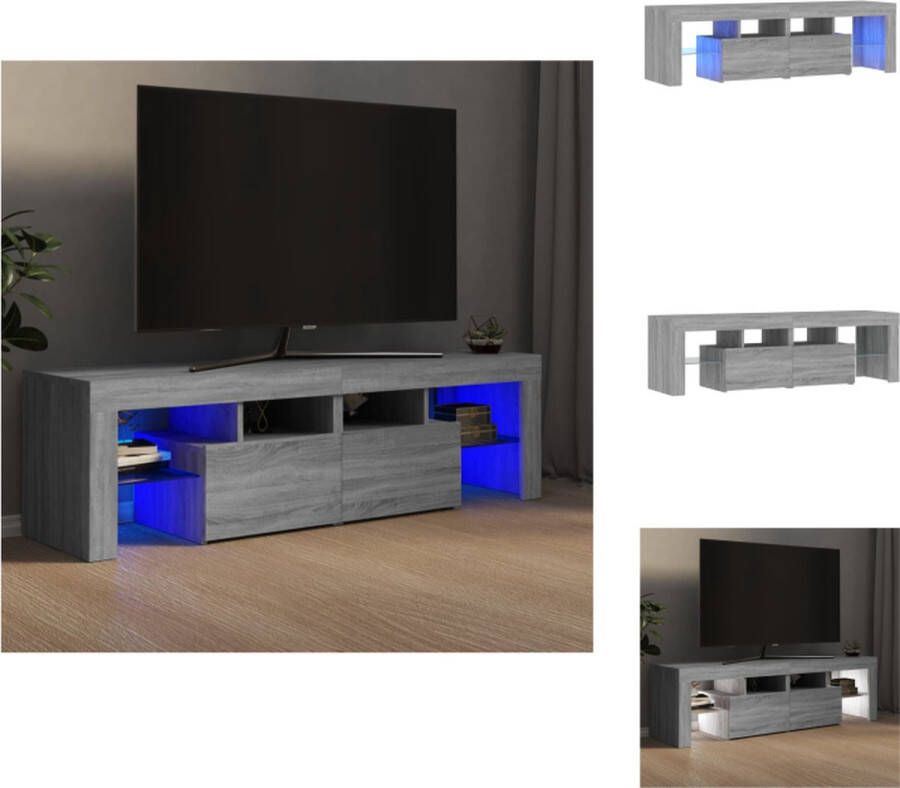 vidaXL TV-meubel TV-Meubels 140 x 36.5 x 40 cm Grijs Sonoma Eiken Met RGB LED-verlichting Kast