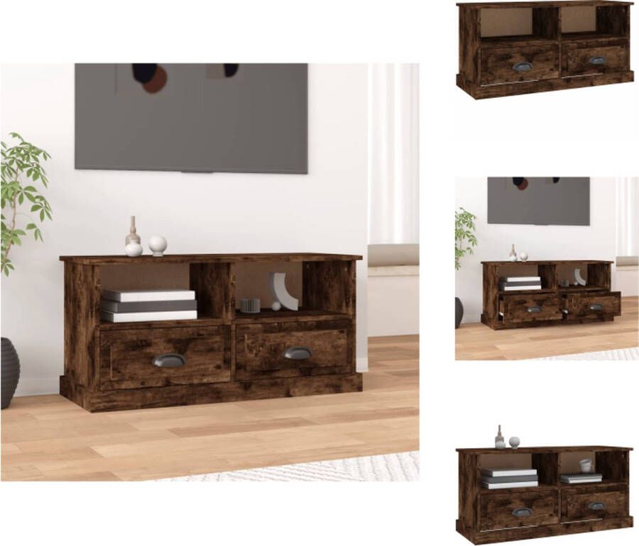 VidaXL Tv-kast Tv-kasten Tv-meubel Hifi-meubel Tv-meubel 93x35 5x45 cm bewerkt hout gerookt eikenkleurig