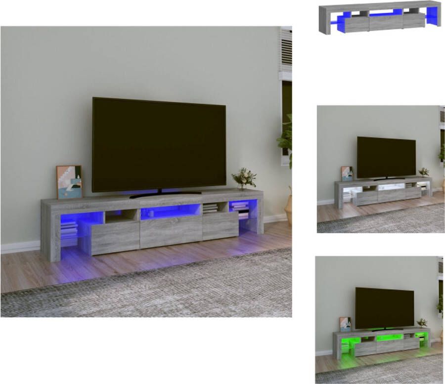 VidaXL Tv-meubel Tv-meubels Afmetingen- 200 x 36.5 x 40 cm (L x B x H) Kleur- Grijs Sonoma Eiken Met LED-verlichting Kast