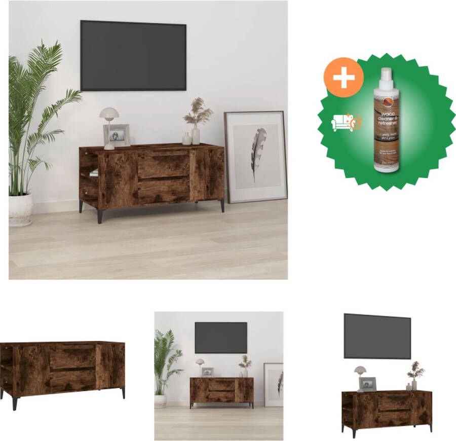 VidaXL Tv-meubel Scandinavische stijl 102x44.5x50 cm Gerookt eiken Duurzaam hout Kast Inclusief Houtreiniger en verfrisser - Foto 2