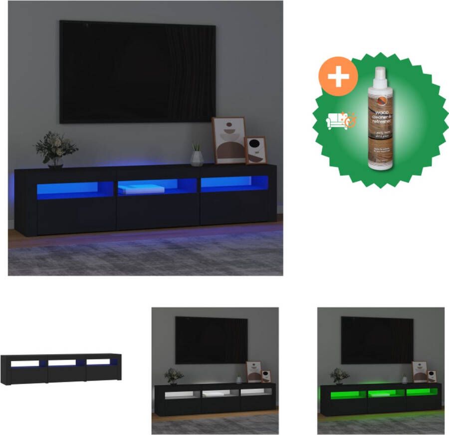VidaXL TV-meubel Modern Hifi-kast 180 x 35 x 40 cm RGB LED-verlichting Zwart Bewerkt hout Kast Inclusief Houtreiniger en verfrisser - Foto 2