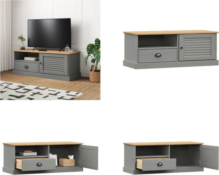 VidaXL Tv-meubel VIGO 106x40x40 cm massief grenenhout grijs Tv-meubel Tv-meubelen Tv Kast Opbergkast