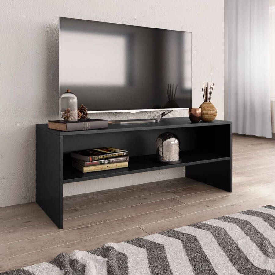 VidaXL Tv-meubel Tv-meubels Tv-meubelen Tv-meubilair Tv-meubel 100x40x40 cm bewerkt hout zwart - Foto 2