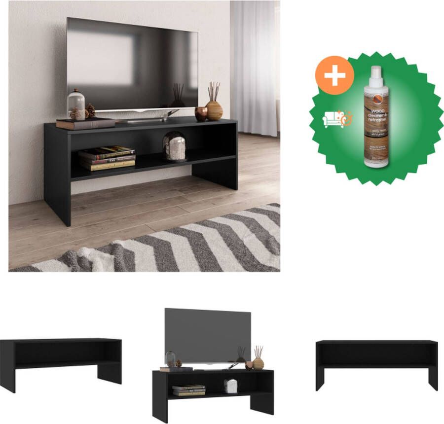 VidaXL TV-meubel Vintage Bewerkt hout 100 x 40 x 40 cm Zwart Kast Inclusief Houtreiniger en verfrisser