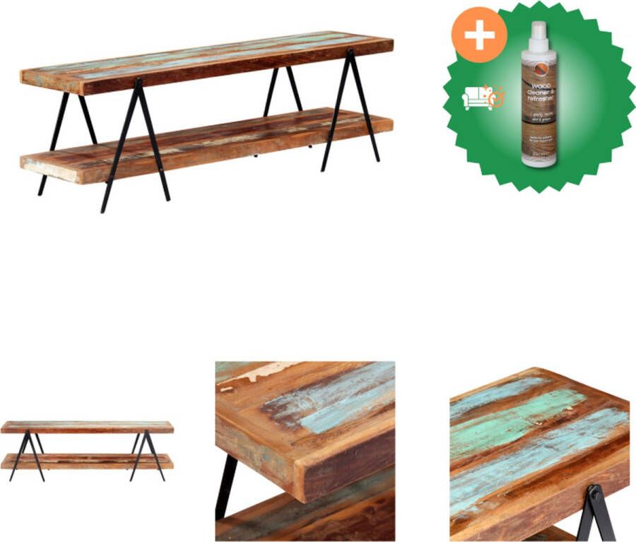 VidaXL TV-meubel Vintage en elegant Massief gerecycled hout Gepoedercoat ijzer 160x40x50 cm Kast Inclusief Houtreiniger en verfrisser