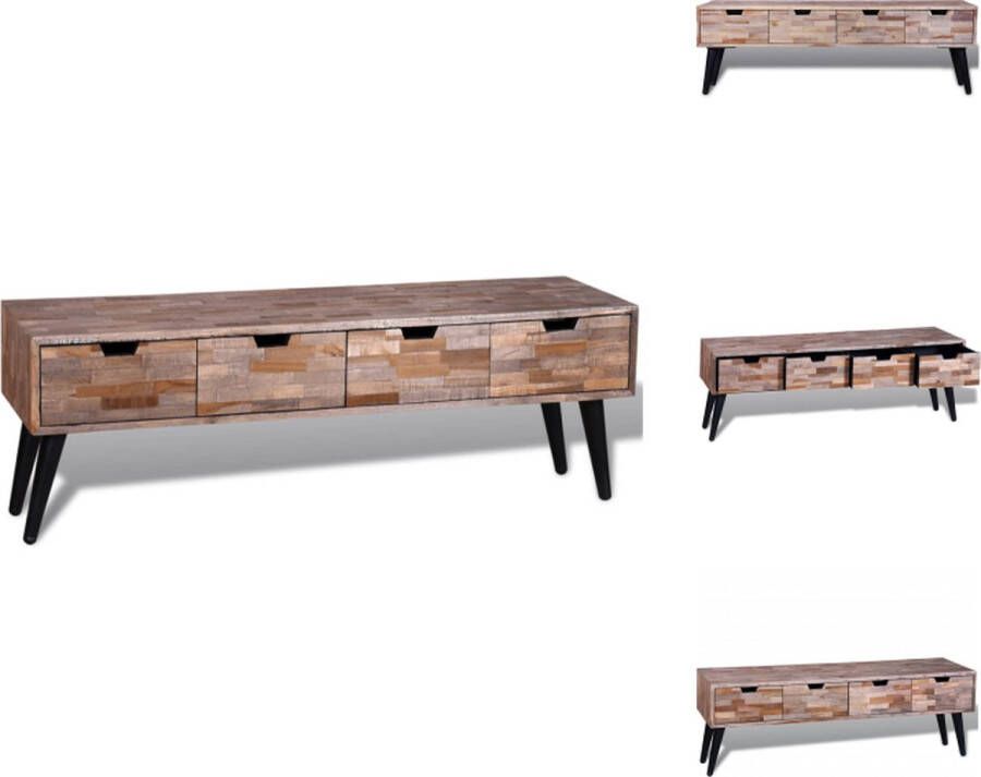 vidaXL Tv-meubel Vintage gerecycled teak 120 x 31 x 40 cm Met 4 lades Kast