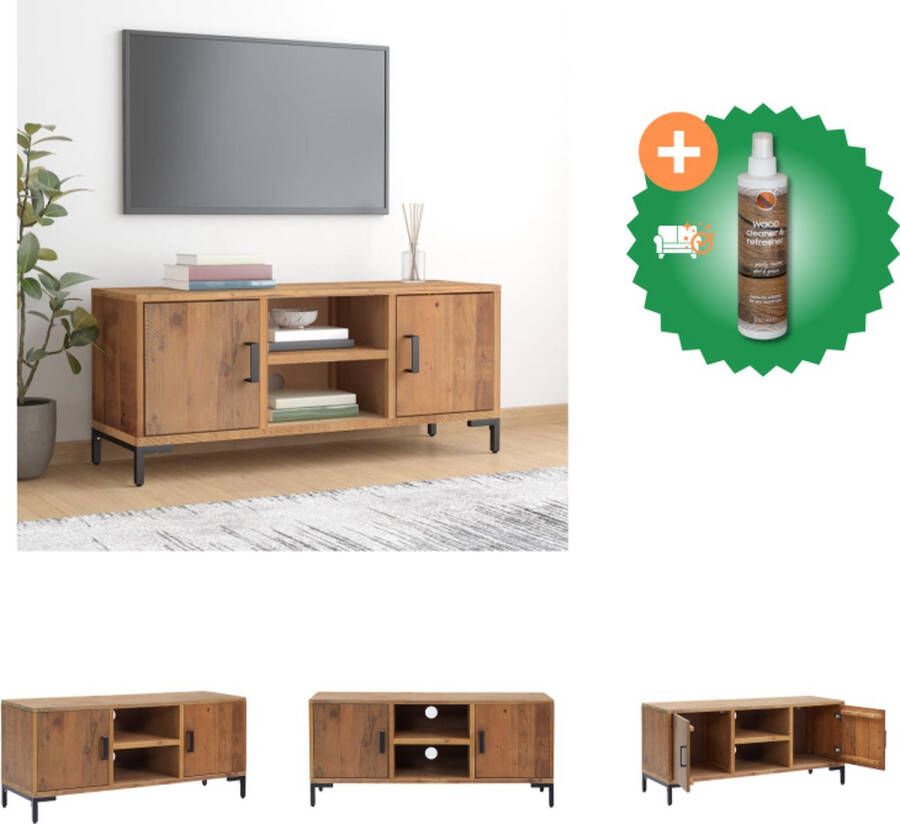 VidaXL Tv-meubel Vintage industriële stijl 110 x 35 x 48 cm Massief grenen Kast Inclusief Houtreiniger en verfrisser