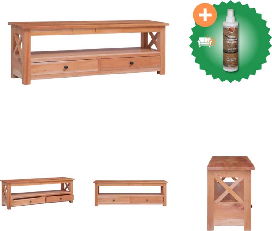 VidaXL TV-meubel Vintage Mahoniehout 120 x 30 x 40 cm Natuurlijk mahoniehout Kast Inclusief Houtreiniger en verfrisser