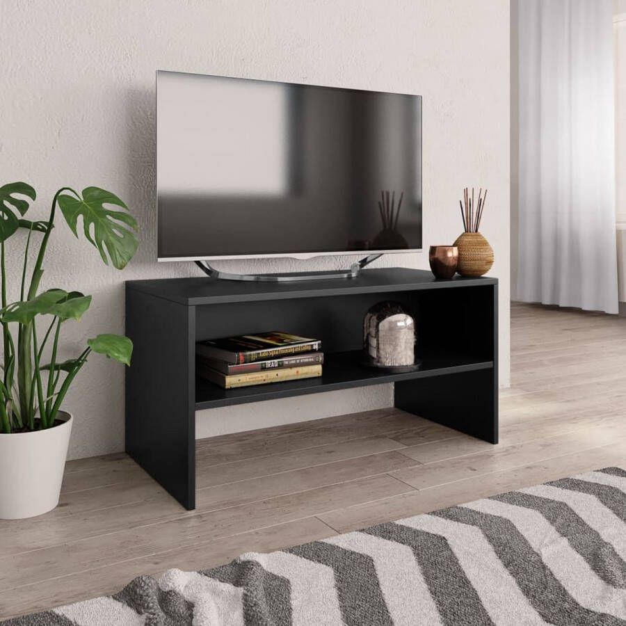 VidaXL Tv-meubel Tv-meubels Tv-meubelen Tv-meubilair Tv-meubel 80x40x40 cm bewerkt hout zwart - Foto 2