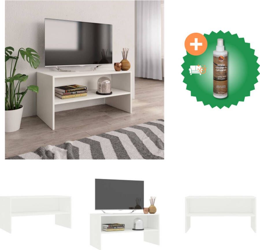 VidaXL TV-meubel Vintage Stijl 80x40x40cm Open vak Wit Bewerkt Hout Kast Inclusief Houtreiniger en verfrisser