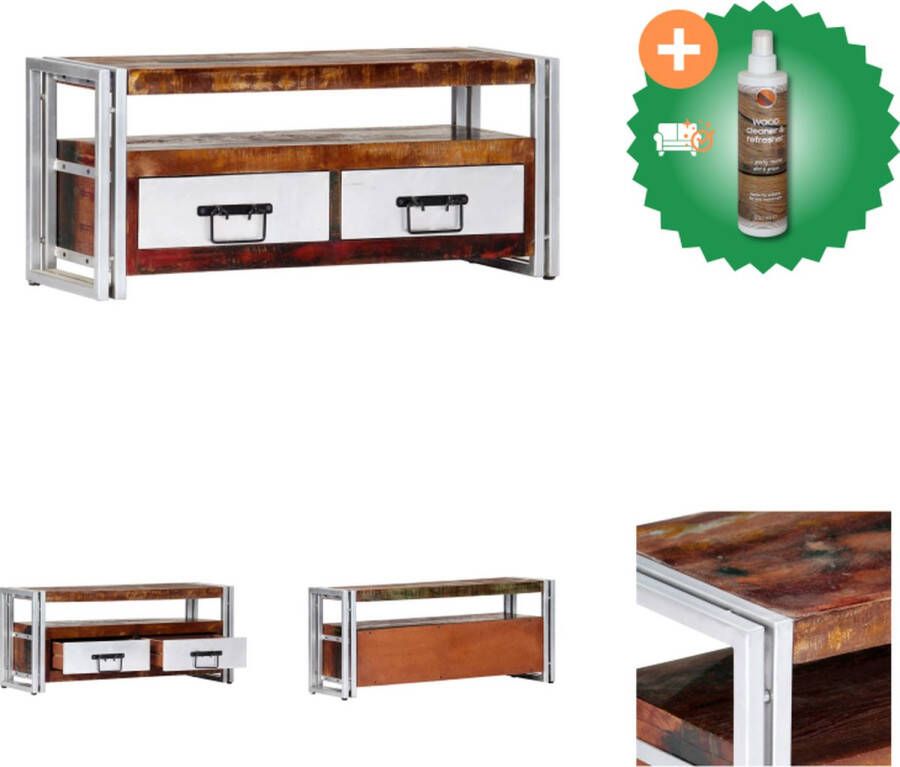 VidaXL TV-meubel Vintage Stijl 90 x 30 x 40 cm Massief gerecycled hout Kast Inclusief Houtreiniger en verfrisser