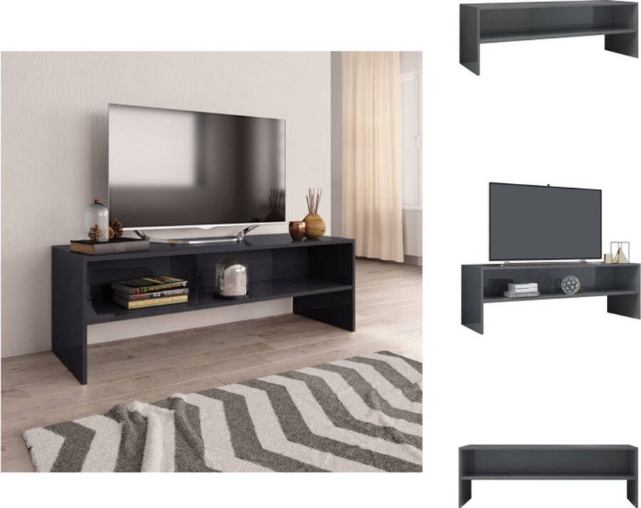 VidaXL Tv-meubel Tv-meubels Tv-meubelen Tv-meubilair Tv-meubel 120x40x40 cm bewerkt hout hoogglans grijs