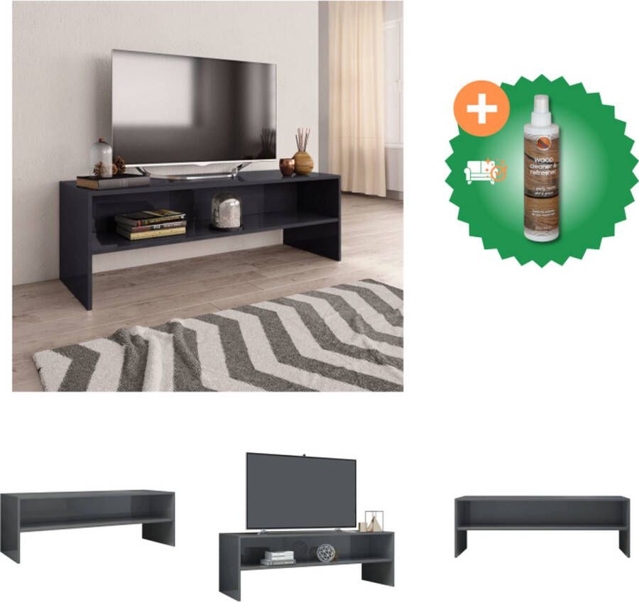 VidaXL Tv-meubel Vintage Stijl Bewerkt Hout 120x40x40 cm Hoogglans Grijs Kast Inclusief Houtreiniger en verfrisser