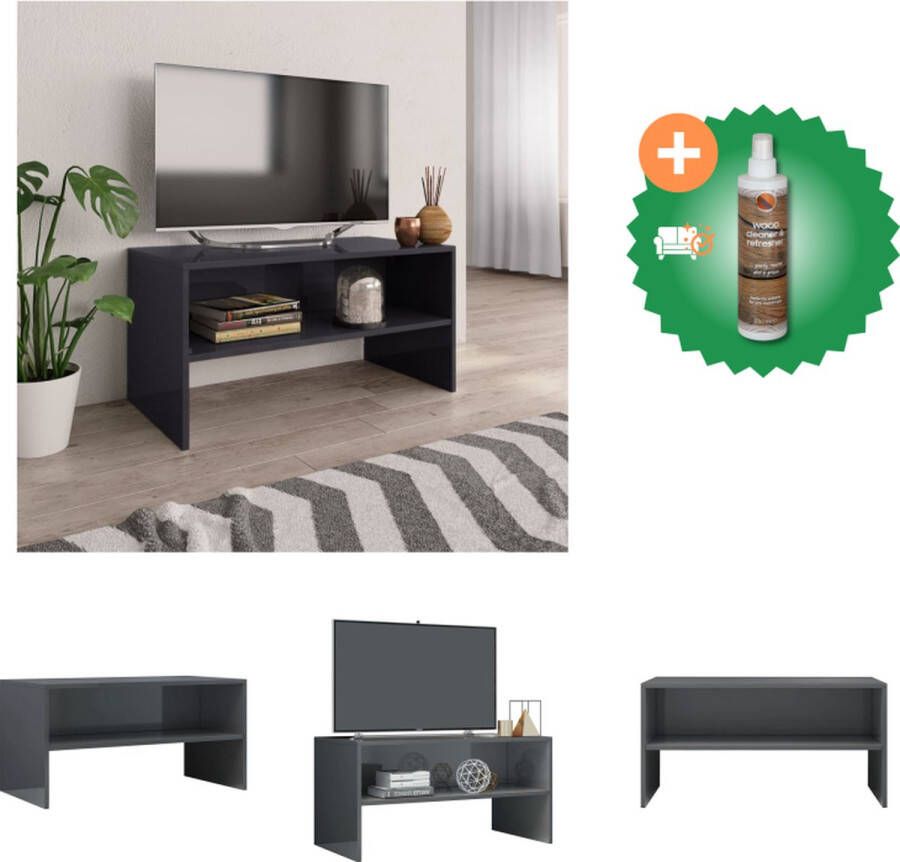 VidaXL TV-meubel Vintage TV-meubel 80 x 40 x 40 cm bewerkt hout hoogglans grijs Kast Inclusief Houtreiniger en verfrisser