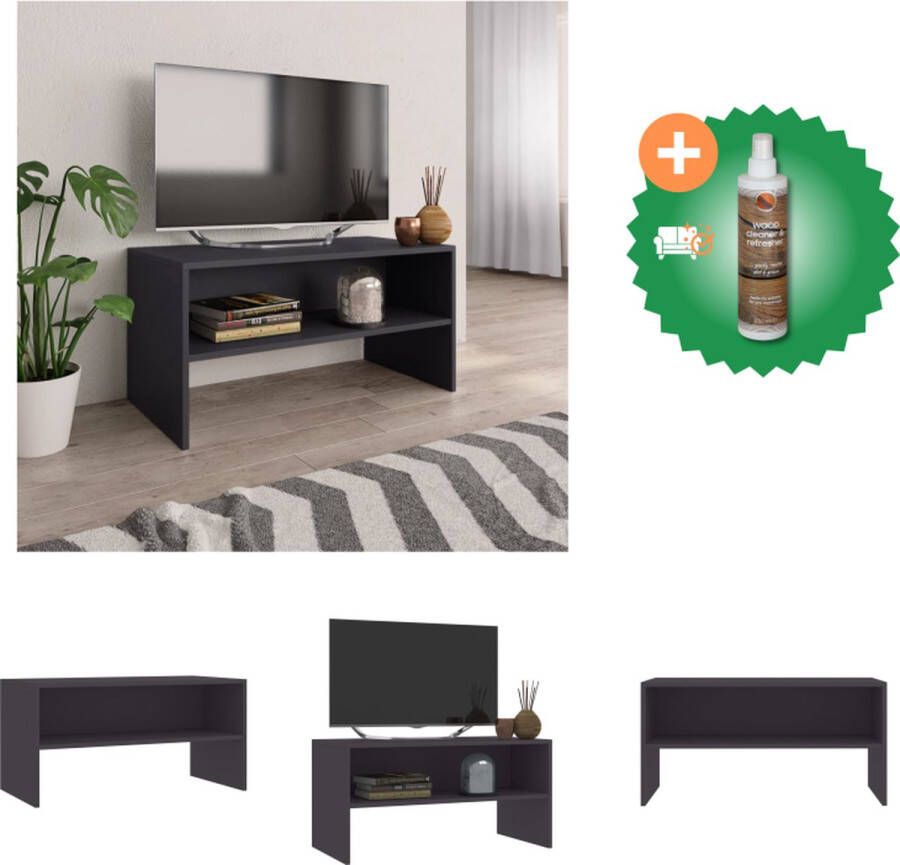VidaXL TV-meubel Vintage TV-meubels 80x40x40 cm Grijs Bewerkt hout Kast Inclusief Houtreiniger en verfrisser