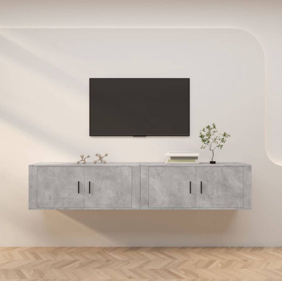 VidaXL Tv meubel voor aan de muur 100x34 5x40 cm spaanplaat betongrijs