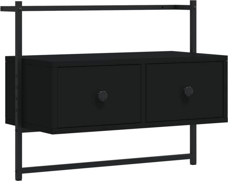 VidaXL -Tv-meubel-wandgemonteerd-60 5x30x51-cm-bewerkt-hout-zwart - Foto 3