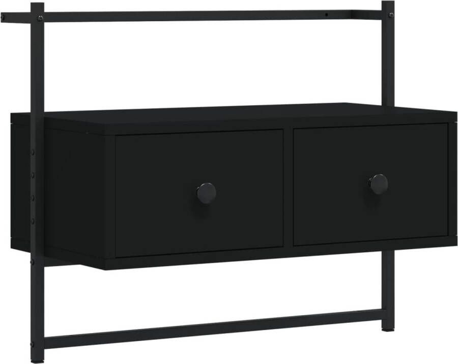 The Living Store TV-kast zwart 60.5 x 30 x 51 cm (B x D x H) zwevend design Tv Kast Wandmontage Tv Stand Houten Tv Kast Zwart Tv Kast - Foto 2