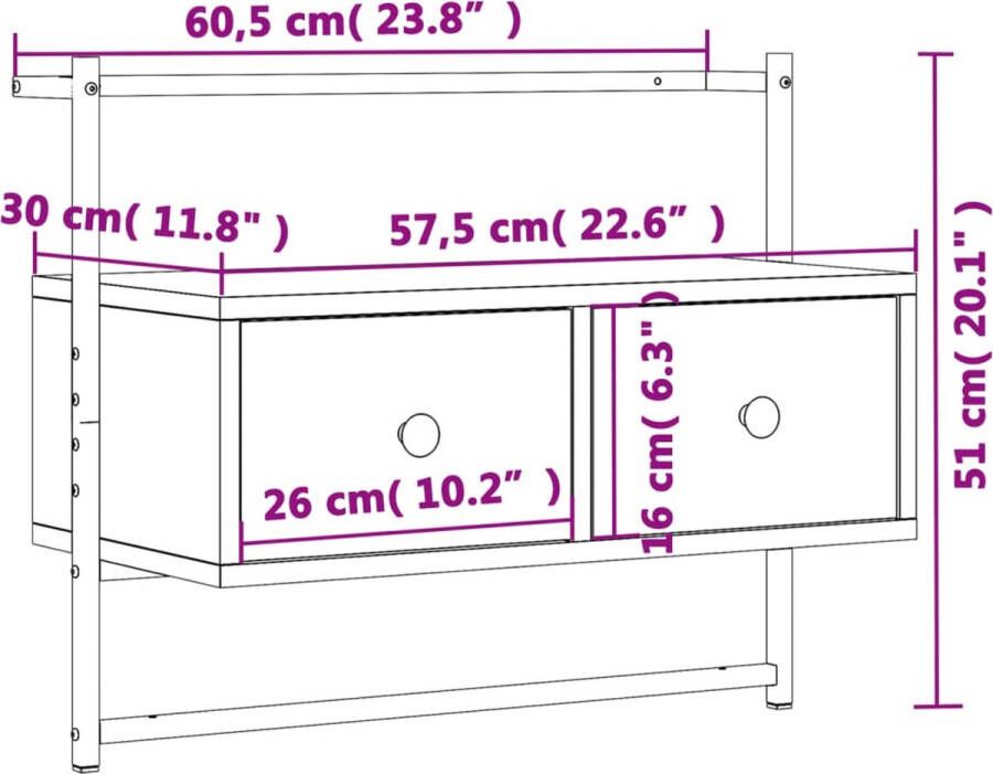 VidaXL -Tv-meubel-wandgemonteerd-60 5x30x51-cm-hout-gerookt-eikenkleur - Foto 1