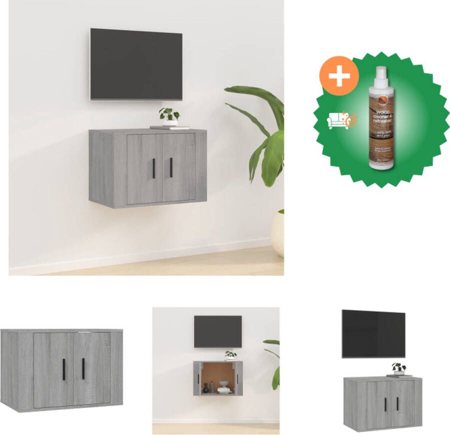 VidaXL TV meubel Wandgemonteerd Afmeting- 57 x 34.5 x 40 cm Kleur- Grijs Sonoma Eiken Kast Inclusief Houtreiniger en verfrisser