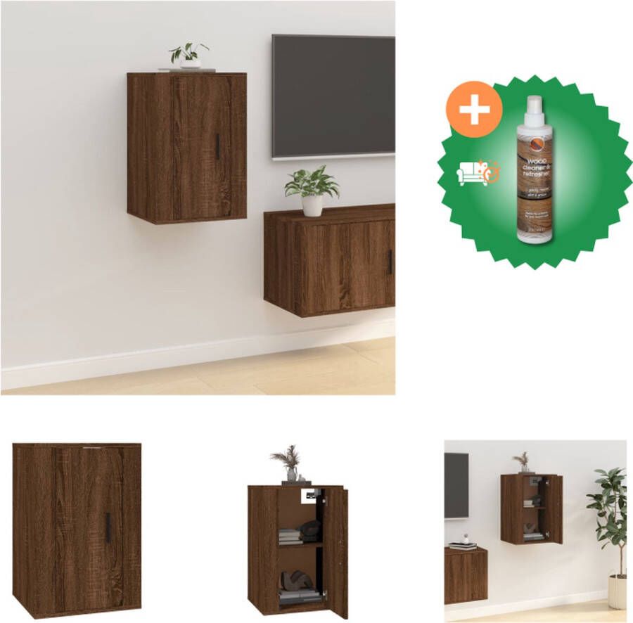 VidaXL TV Meubel Wandgemonteerd Bruineiken 40 x 34.5 x 60 cm Bewerkt hout Kast Inclusief Houtreiniger en verfrisser