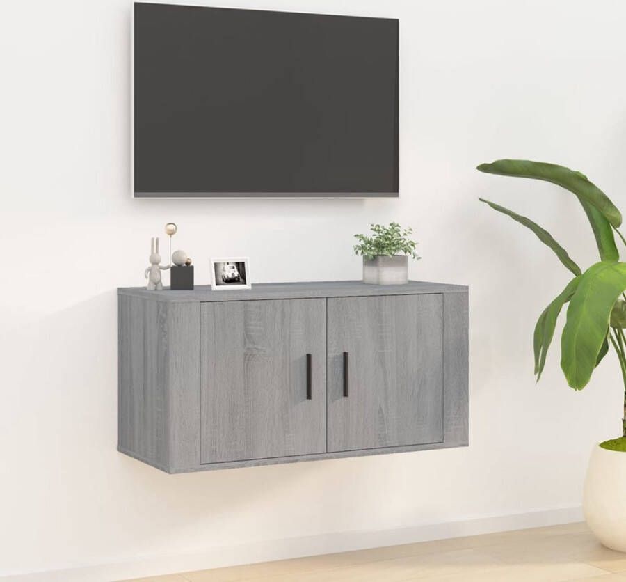 VidaXL TV-meubel Wandgemonteerd Grijs Sonoma Eiken 80x34.5x40cm Kast