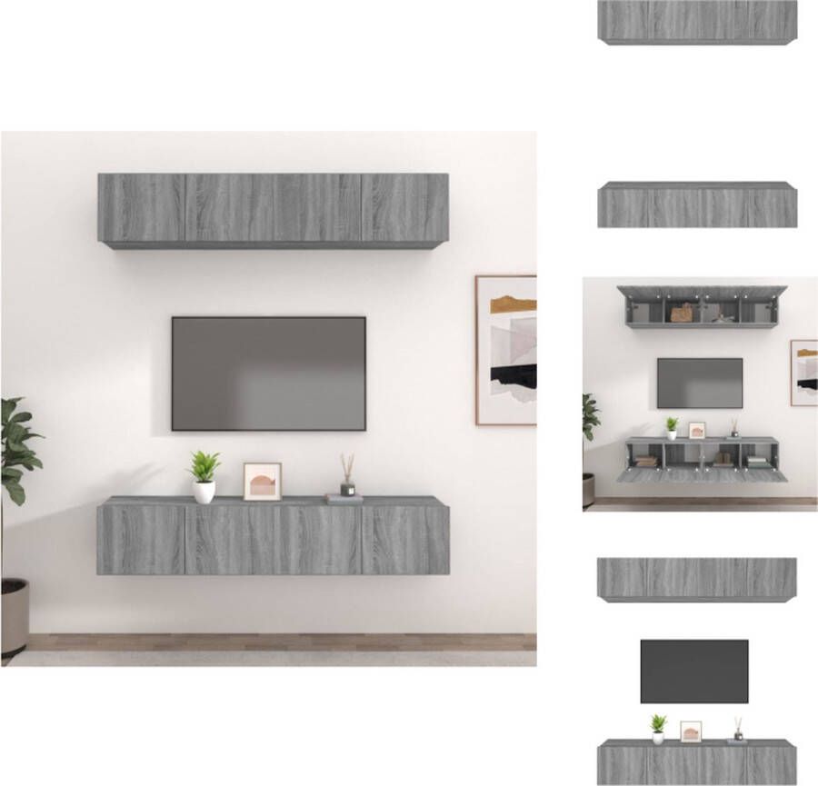vidaXL TV-meubel Wandgemonteerd TV-meubelen 80 x 30 x 30 cm Ken- Stevig bewerkt hout Kleur- Grijs sonoma eiken Materiaal- Bewerkt hout Kast