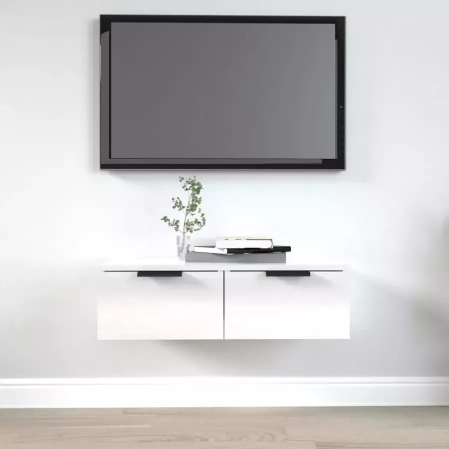 VidaXL Tv meubel wandkast 68x30x20 cm spaanplaat hoogglans wit