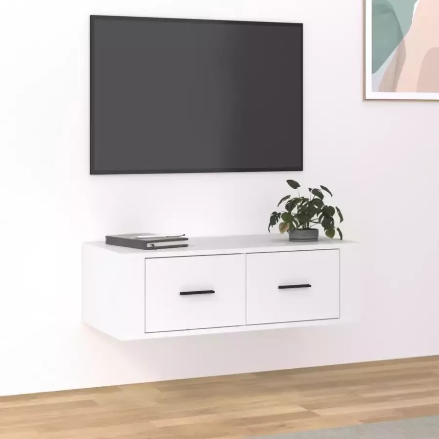 VidaXL Tv meubel wandkast 80x36x25 cm spaanplaat wit