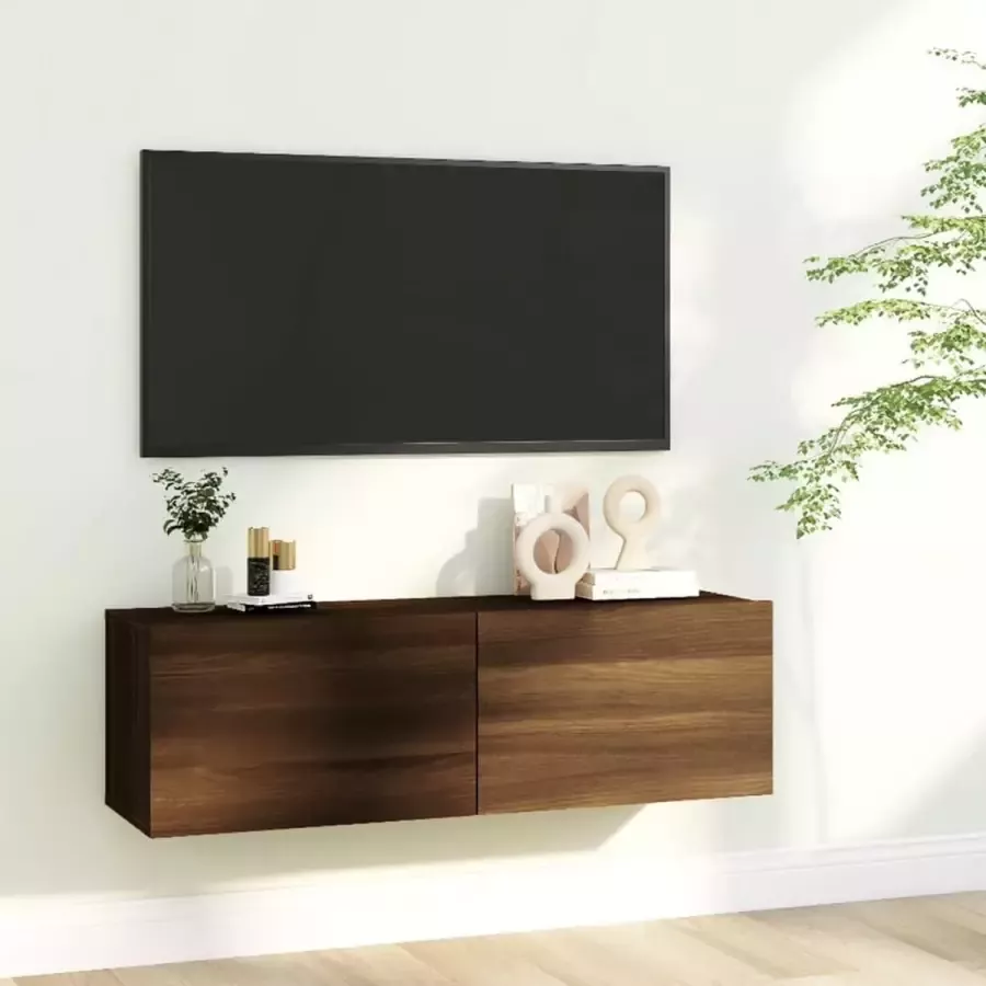 VidaXL Tv meubel wandkast spaanplaat 100x30x30 cm kleur eiken bruin
