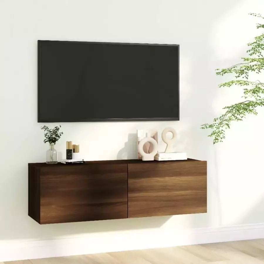 vidaXL Tv meubel wandkast spaanplaat 100x30x30 cm kleur eiken bruin