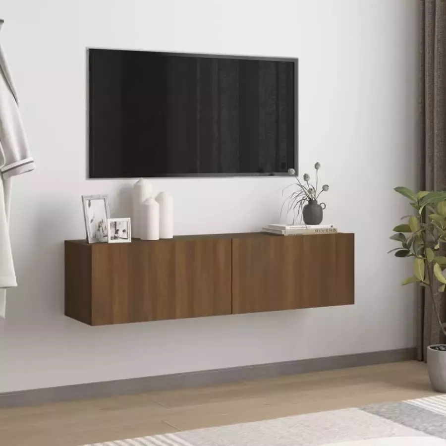 VidaXL Tv meubel wandkast spaanplaat 120x30x30 cm kleur eiken bruin