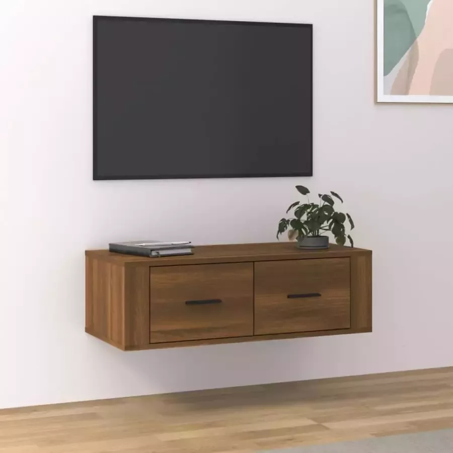 vidaXL Tv meubel wandkast spaanplaat 80x36x25 cm kleur bruin eiken