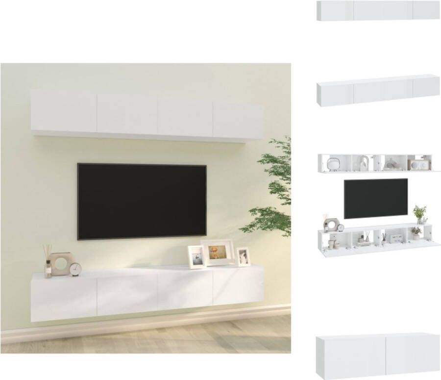 VidaXL Tv-meubel Wandmontage Hoogglans wit 100 x 30 x 30 cm Stevig bewerkt hout Kast