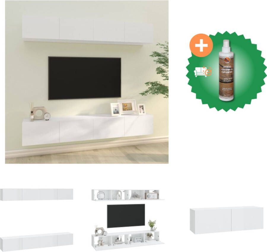 VidaXL Tv-meubel Wandmontage Hoogglans wit 100 x 30 x 30 cm Stevig bewerkt hout Kast Inclusief Houtreiniger en verfrisser