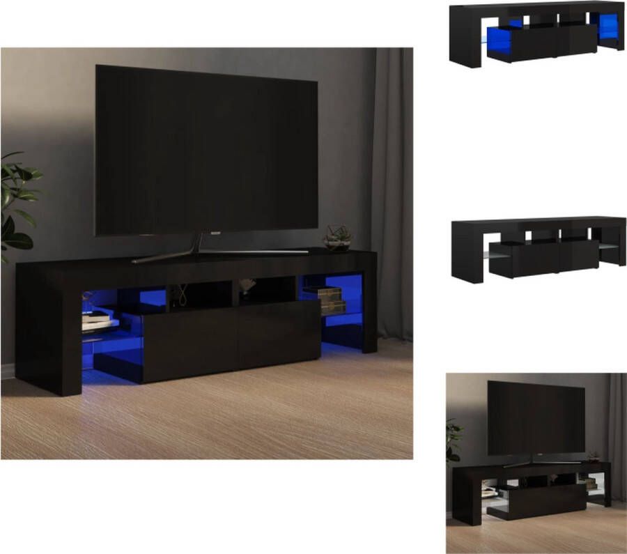 VidaXL TV-meubel Weergave RGB LED-verlichting 140 x 36.5 x 40 cm Hoogglans Zwart Kast